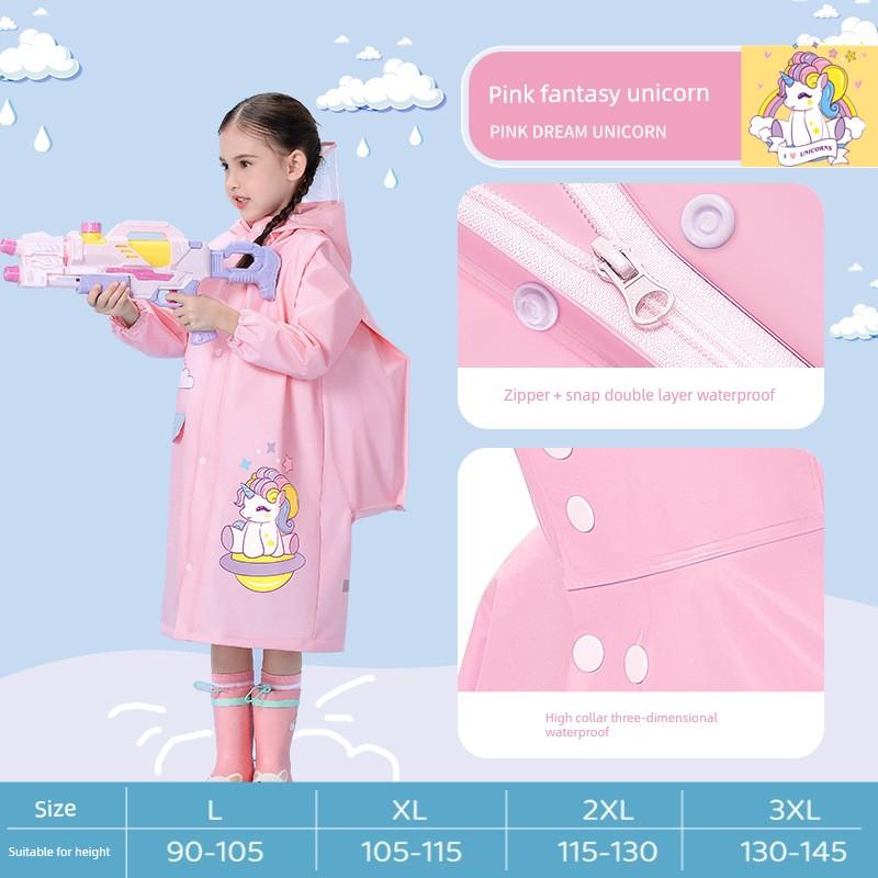 Eva Kidsren's Raincoat for Boys, Girls, and Elementary School Students with School Bags, Rainproof Poncho for Heavy Rain
