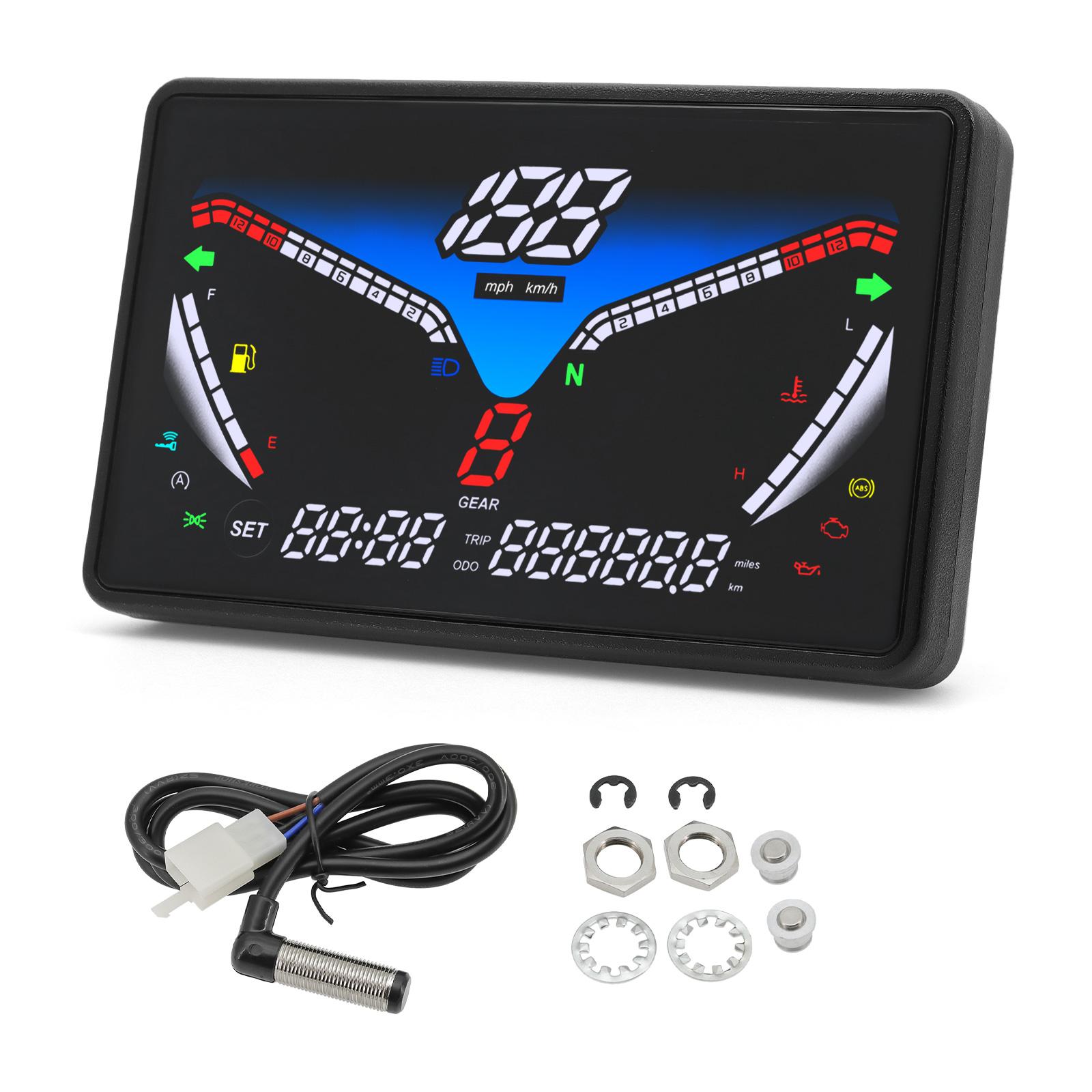 

5-дюймовый ЖК-цифровой прибор спидометр приборная панель мотоцикла об/мин пробег поездки температура воды указатель уровня топлива с неисправностью масла/двигателя