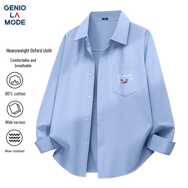 Men s GENIOLAMODE Casual Oxford Long-Sleeve Shirt M