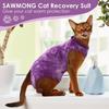 SAWMONG Cat Surgery Recovery Suit,Breathable Cat Onesie After Surgery Spay Surgical,E-Collar Alternative Non-Lick Pet Body Suit Purple S