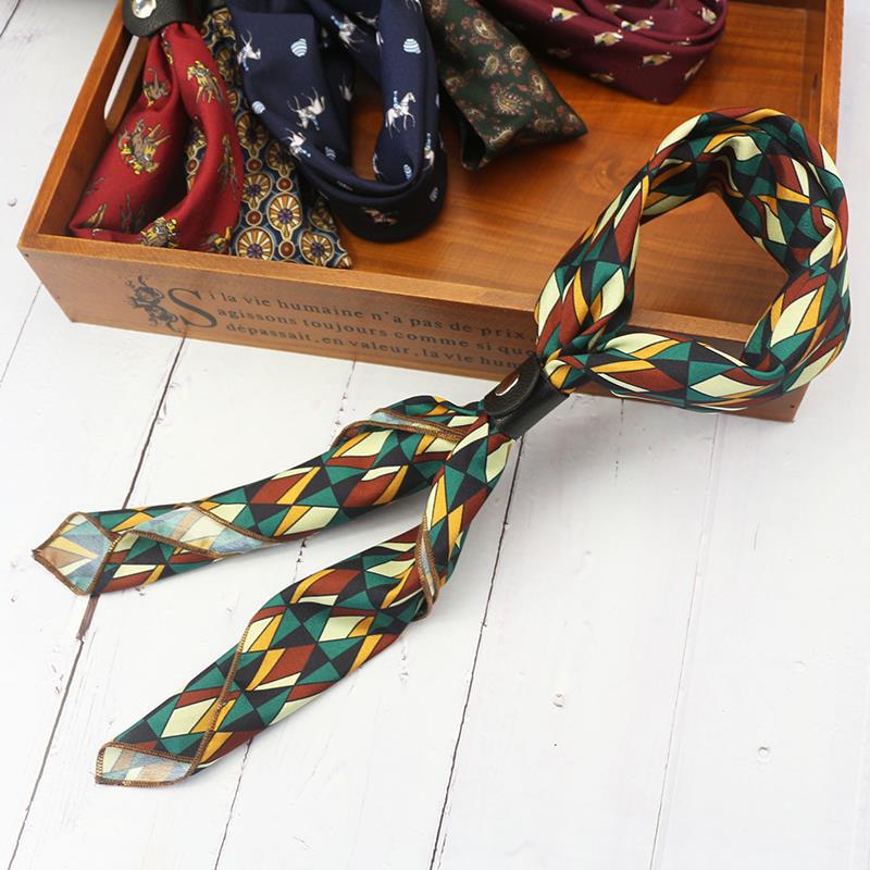 

60*60CM Men s Paisley Printed Scarf Khaki Silk Geometric Scarves Bird Fish Cravat Suit Ascot Vintage Causal Party Pocket Square