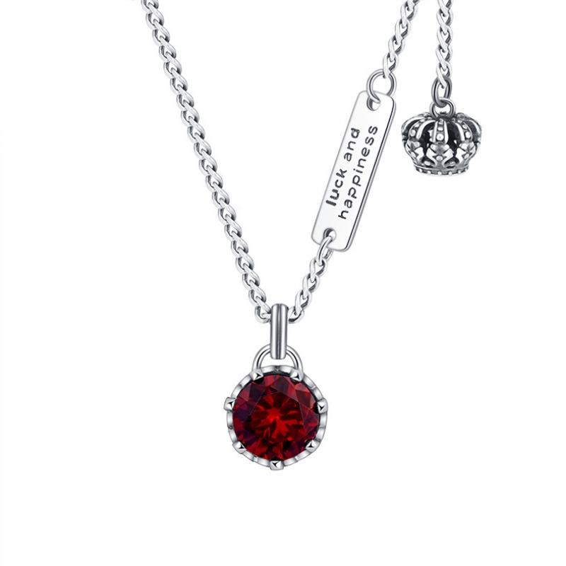 S925 Sterling Silver Crown Retro Necklace Women's Brand Letter Niche Design Premium Clavicle Chain