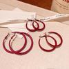 Retro Classic Wine Red Color Geometric Circle Hoop Earrings for Women Exaggerate Big  Korea Earring Bride Jewelry Accessories