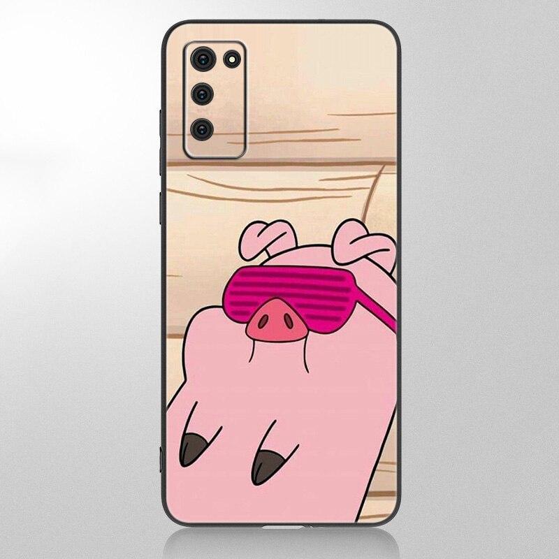 Cartoon Cute Pig Phone Case For Samsung Galaxy A12 A02S A22 A32 A52 A72 A71 A51 A41 A31 A21 A11 A50 A70 A10S A20S Black Cover