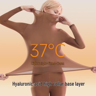 Γυναικείο Απαραίτητο Αθλητικό Seamless Υψηλής Ελαστικότητας Ζιβάγκο Βασικό Επίπεδο με Περιποίηση Δέρματος Υαλουρονικού Οξέος, Μακρύ Μανίκι, Ψηλό Κολάρο, Ζεστό Εσώρουχο.