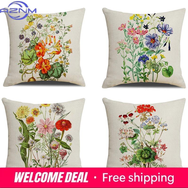 Hjemmedekor Fargerikt Blomstermønster Kasteputetrekk Mønstret Putetrekk Egnet for Sofa Soverom Bil Putetrekk