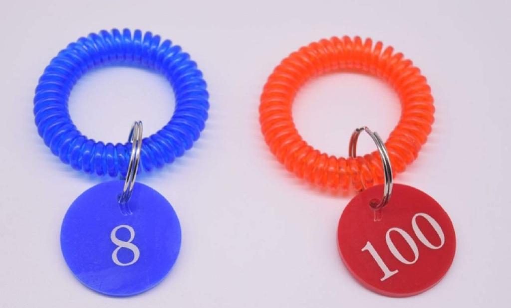 Aloala Wrist Key, Stretchable Coil Key Ring, Spiral Spring Band, Locker (5 Colors, Set of 100)