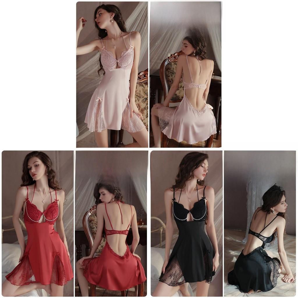 Satin Slip Dress With Lace Trim For Womens Sleepwear And Lounge Comfort