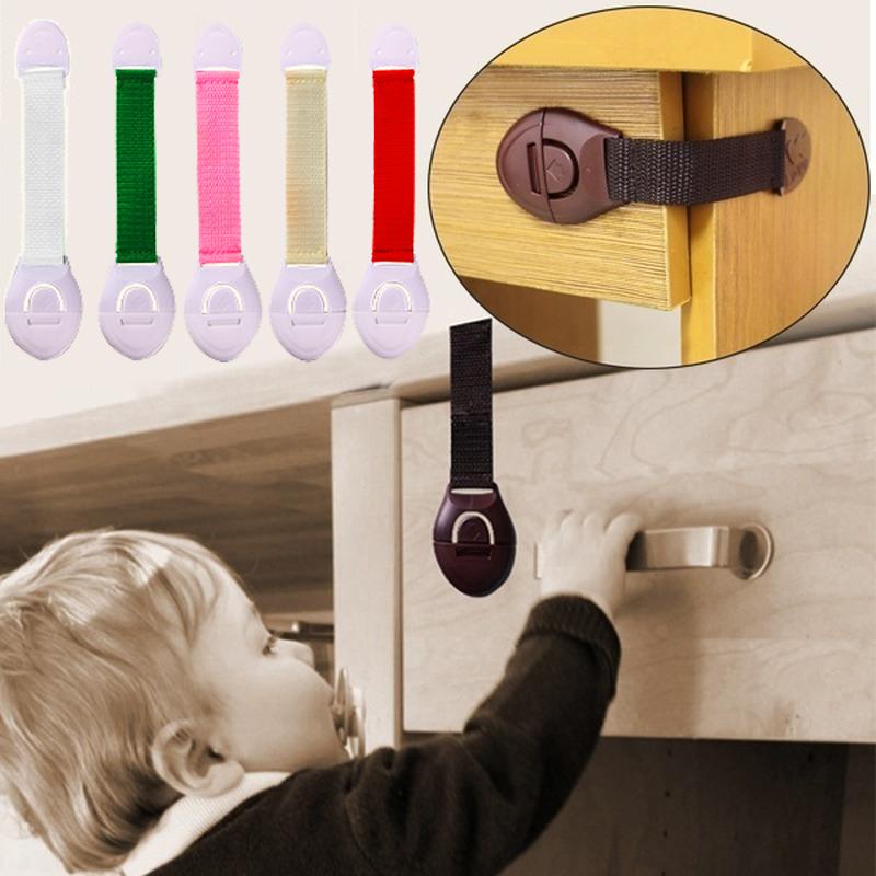 1pc Colored Webbing Multifunctional Safety Locks Children Anti-opening Cabinet Safe Lock Anti-clip Hand Door Lock Fixing Clips