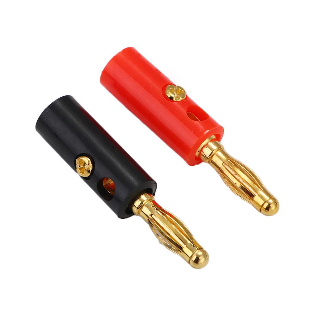Golden 10pcs Gold Plated Black Red 4mm Adaptor Banana Plug Connectors Adapter