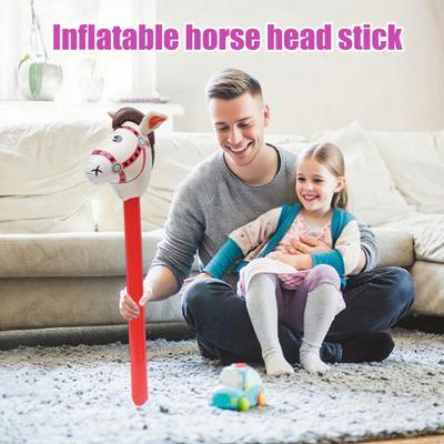Φουσκωτό Ραβδί με Κεφάλι Αλόγου 37" Στηρίγματα Πάρτι για Αγώνες Παιδιών Φωτογραφίες PVC Ραβδί Αλόγου Αποκριάτικο Παιχνίδι για Εκδηλώσεις με Θέμα Άλογο Γενέθλια