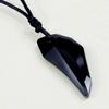 Polished Couple Accessories Black Sapphire Austrian Crystal 18K Plated Wolf Tooth Pendant Necklace
