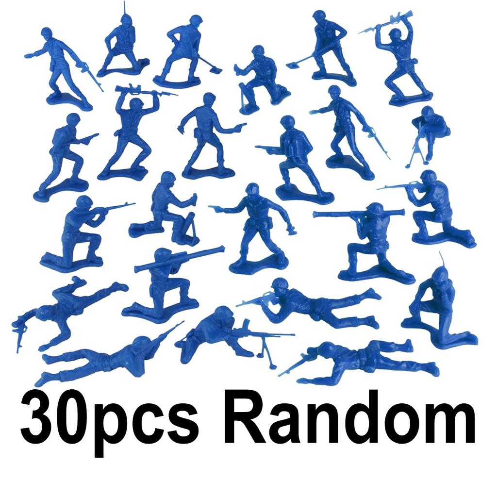 30pcs Miniature Plastic Soldier Models - 1.96 Inch Multicolor Military Figures for Party Decor, Birthday Gifts, ZSY