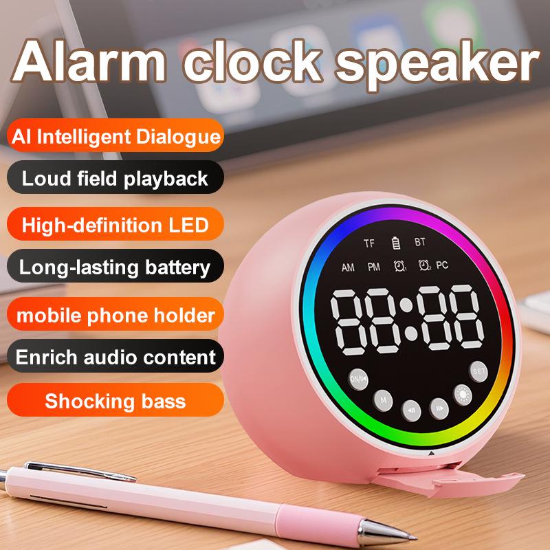 

S1 Bluetooth-колонка-часы с подставкой для телефона, функцией звонка, поддержкой TF-карты и длительным временем работы от аккумулятора S1 Clock Stand Speaker чёрный