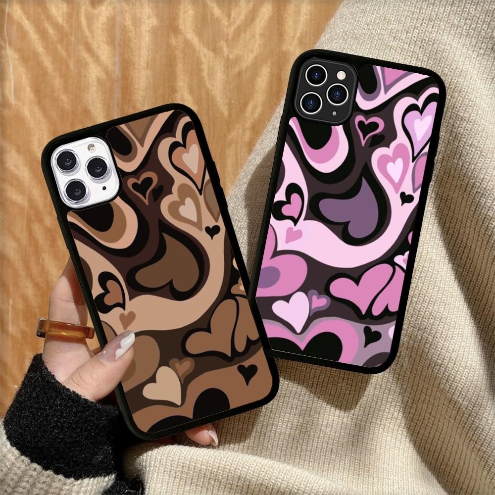 Heart Circle Phone Case Silicone PC+TPU For For iPhone 11 12 13 14 15 16 Plus Pro Max Cover