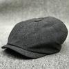Youth British Vintage Herringbone Hat Men'S Spring Cap Plaid Beret