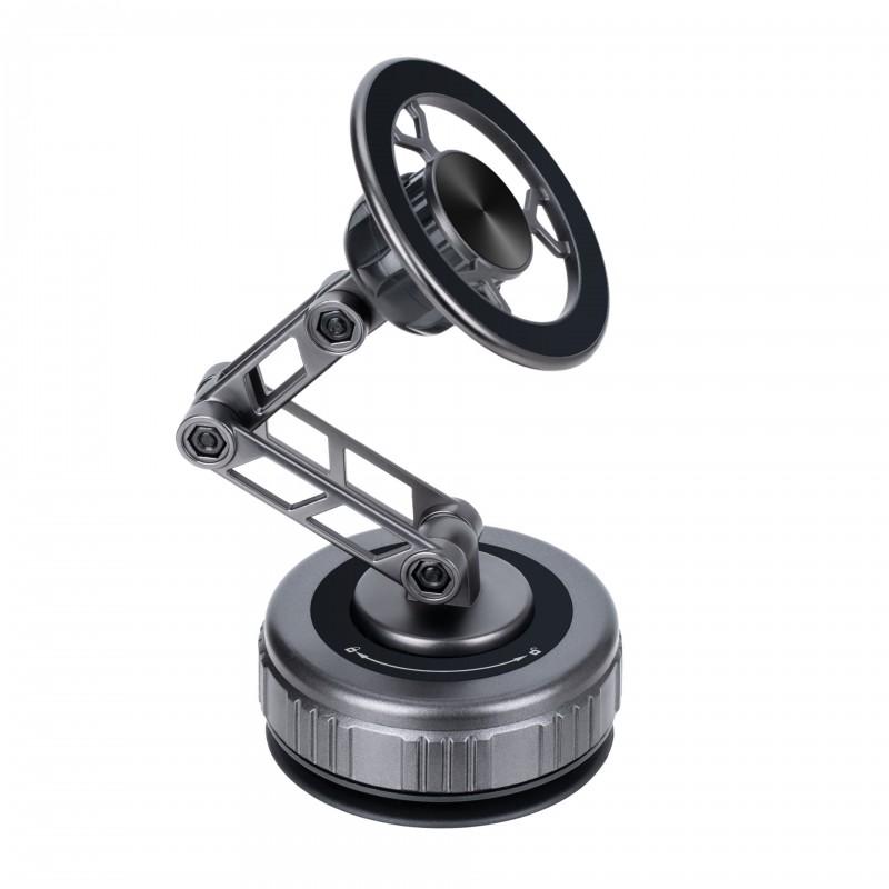 Car Phone Mount With Strong Magnet Vacuum Suction Zinc Alloy Dashboard Holder 360 Rotating Foldable