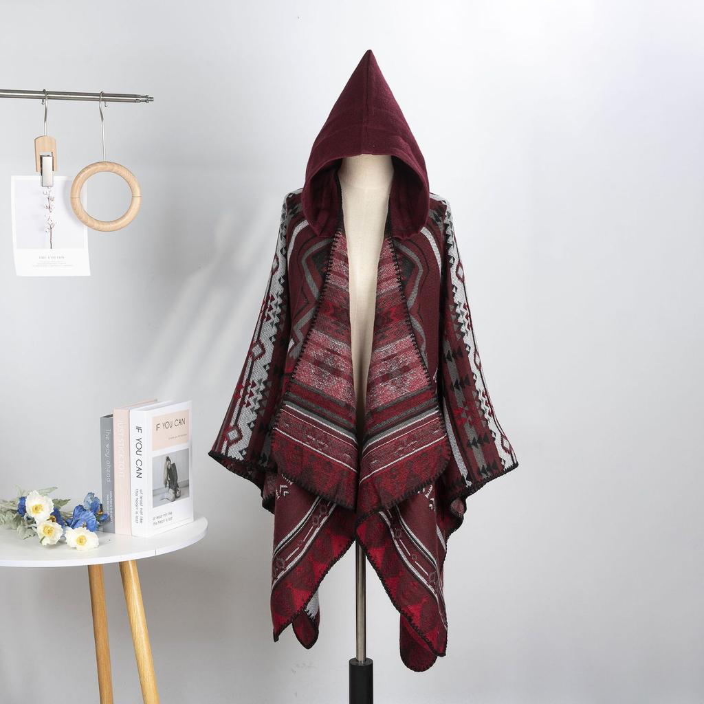Large Shawl Cape For Men And Women With Hats In All Seasons, Thickened Scarf For Travel To Keep Warm, Literary Wear Cape