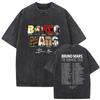 Vintage Washed Rapper Bruno Mars New Album  Graphic T Shirts Mens Hip Hop Pop Loose Fashion Short Sleeve Tshirt Streetwear