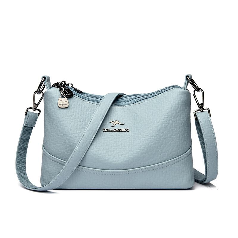 Summer new soft leather shoulder bag women's trend multi-layer casual small square bag texture commuter messenger bag