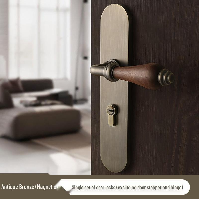 Mid-Century Silent Magnetic Bronze Door Handle