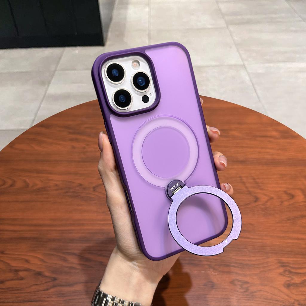 Applicable iPhone Magnetic metal bracket Mobile phone case Apple 16 matte skin feel anti-drop protective cover