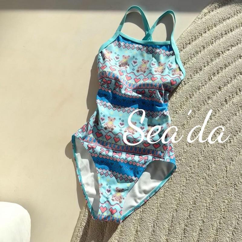 

Fair Island Bear Single-layer Chestless Cushion Mid-split Lycra Fabric Comfortable Racing One-piece Triangle Swimsuit L