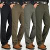 Men's Cotton Casual Pants - Autumn/Winter, Loose Fit, High Waist, Straight Leg, Middle-Aged To Elderly