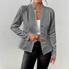 QICED Women's Vintage Casual Solid Color Print Autumn Winter Long Sleeve POLO Neck Jackets & Coats