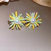 Exquisite Silver Needle Pearl Stud Earrings: Unique Colorful Fireworks Design for Women, Luxurious and Beautiful.