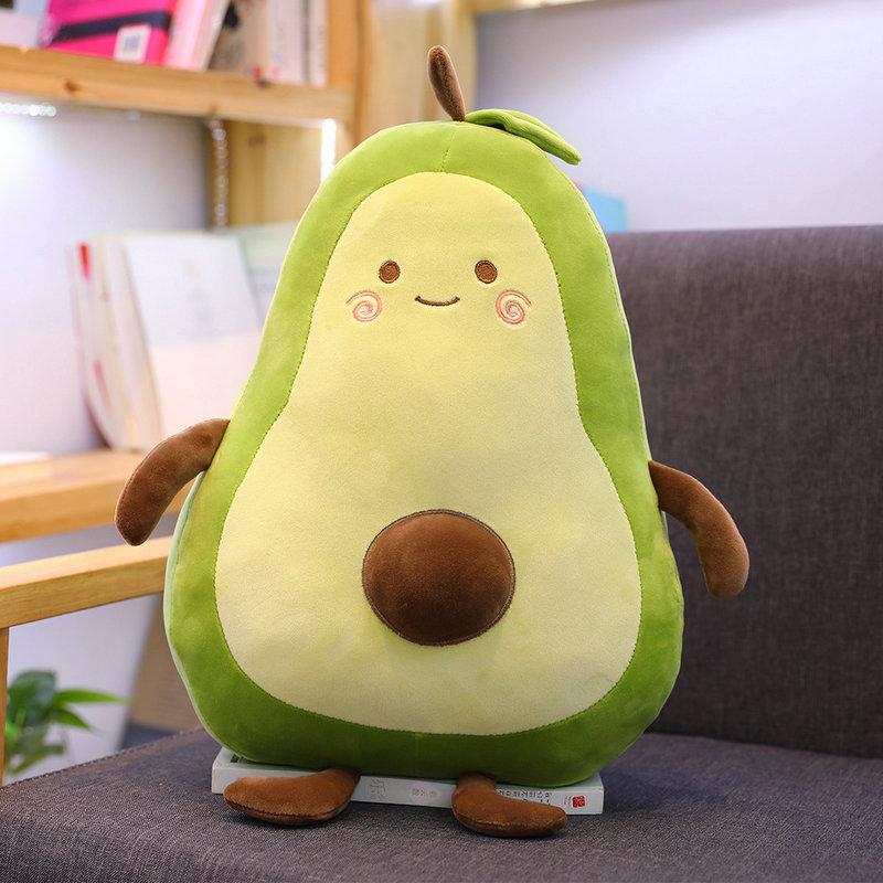 Cute Avocado Plush Toy Cartoon Smile  Avocado Sleeping Pillow Cushion Stuffed Plant Soft Doll Fruit Pillow Baby Toy Gift for Her