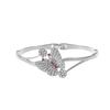 Vintage Full Paved Stone Butterfly Flower Bangle Dual Hollow Curved Band Snap Clasp Floral Insect Statement Wrist Jewelry for Women