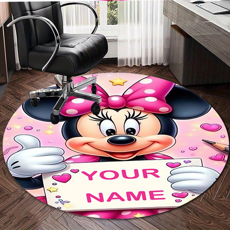 Personalized M-Minnie Round Chair Office Rug - Perfect for Mat, Office Chair & More - Ideal Gift for Birthdays and Holidays