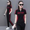 Fashionable Casual Short-sleeved Trousers Suit for Women, Summer Temperament Splicing, Sporty Loose Slimming Two-piece Set
