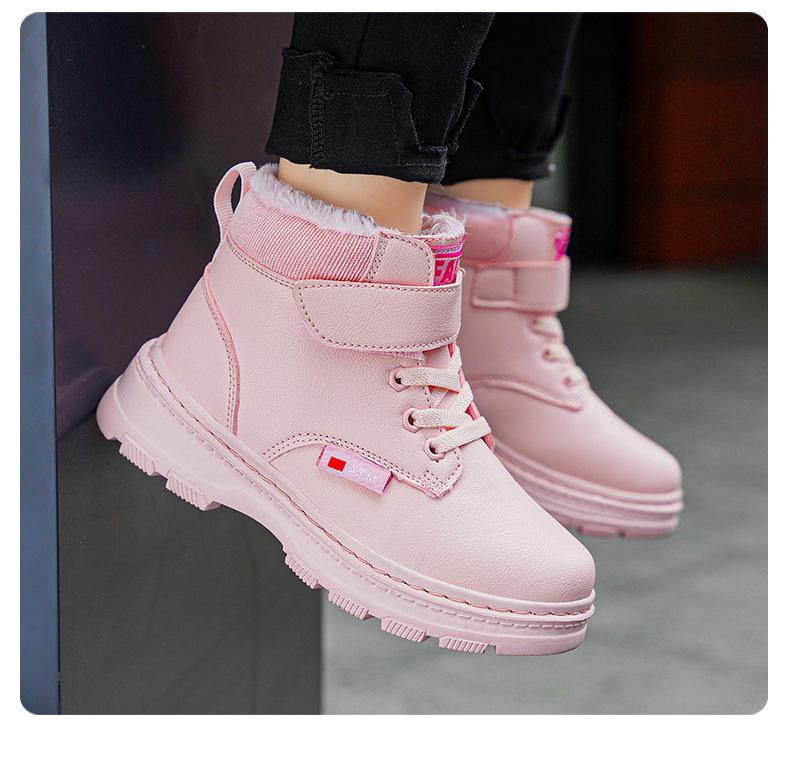 Children's Winter 2023 Martin Boots - Waterproof Leather, Velvet Lined, Non-Slip, Casual Short Boots for Medium and Large Kids.