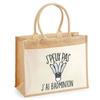Beach Bag - PLANETEE - Jute with Pocket Badminton I Can't - Cotton - 43x33 Cm - Shoulder Strap