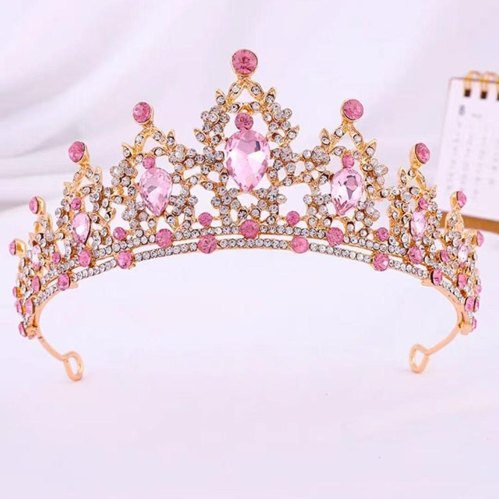 European and American Bride Headwear Large Crown Fashionable Crystal Crown  Birthday Party Headband  Retro Queen Headband
