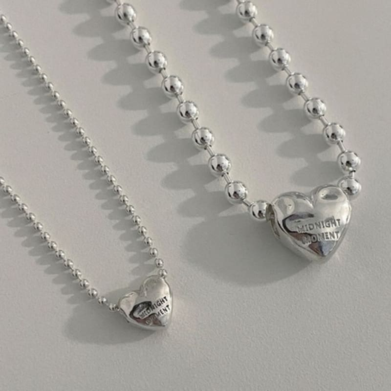 MIDNIGHT MOMENT bumpy love pierce necklace - silver