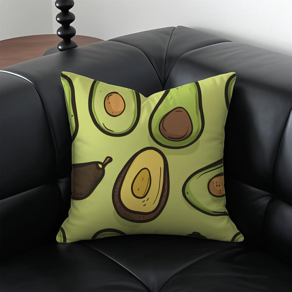 Avocado print Cushion Cover Pillow Case Antidustmite Invisible zipper silky plush cushion