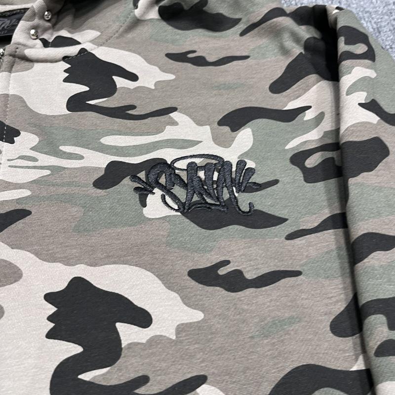 Unisex Embroidered Rivet Fleece-Lined Hooded Sweatshirt