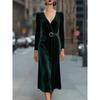 European and American New Sexy Fashion V-neck Sequined Velvet Slim Dress