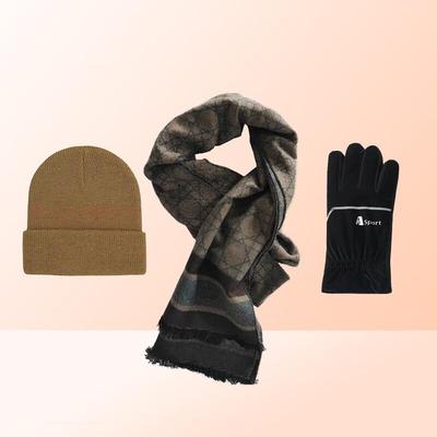 Warm British Style Scarf, Hat & Gloves Set