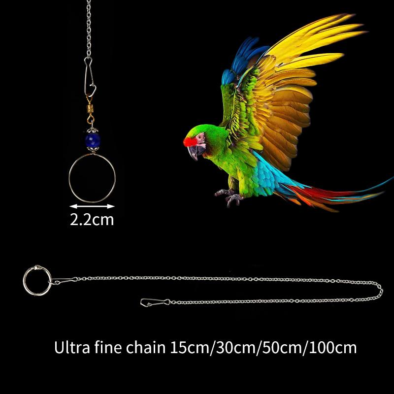 Bird Chain Stainless Ring Parrot Collar Chain Parrot Train Anti Flying Chains Foot Chain Acrylic Bead Parrot Decorative Chain Chain length-15cm