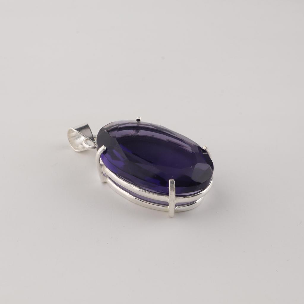 Pendente Fatto a Mano in Argento Sterling 925 con Gemma Iolite per Donna, Gioiello in Argento per Madre/Moglie PP-64-4
