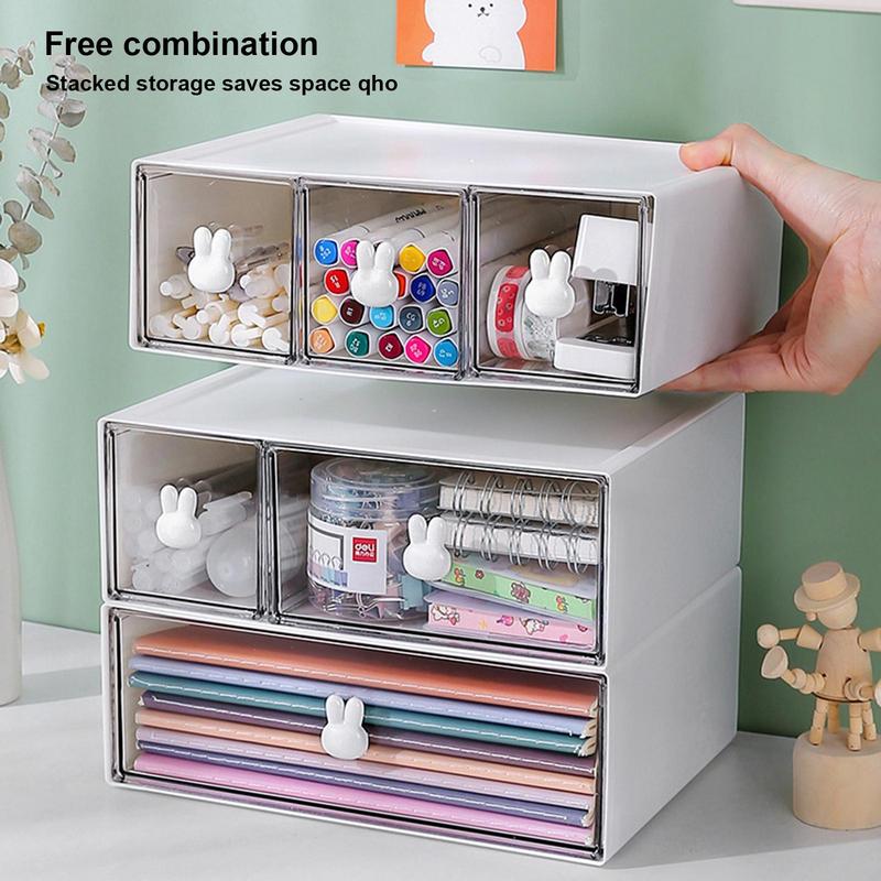 Desk Organizer Drawer Cute Plastic Clear Organizer Boxes Stationery Storage Box Container Cosmetic Jewelry Storage Organizer