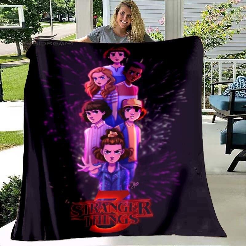 Kreslená deka Stranger Things Módní flanelová nadýchaná fleecová přehozová deka Dárek pro děti i dospělé Pohovka Cestování Kempování