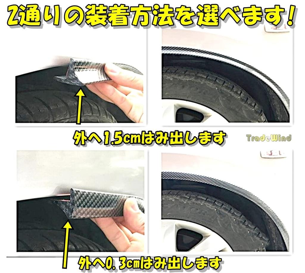 TradeWind Fender Mall Over Fender, Arch Rubber, Anti-Scratch, Car, 3.9 Ft (1.5 M), Set of 2 (Carbon Pattern)