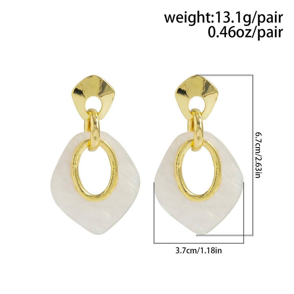 Salircon Vintage Geometric Irregular Resin Drop Earrings Women Exaggerated Exquisite Retro Wedding Party Jewelry Ear Accessories