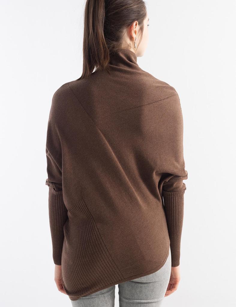 Korean Irregular Wool Patchwork Batwing Sleeve Sweater - Women's Autumn/Winter Loose Knitwear