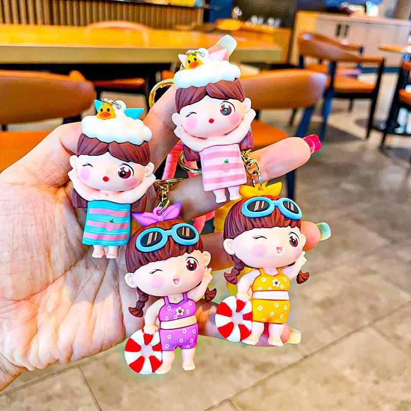 Adorable Bathing Cute Keychain Cartoon Character Keyring Perfect For Gifts And Collecting